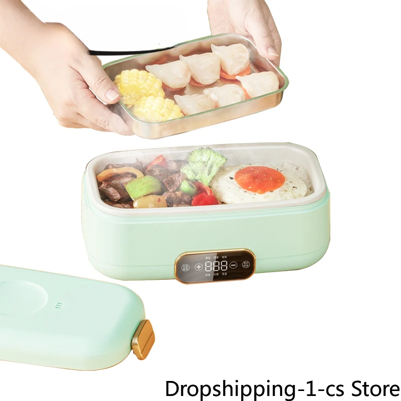 

Electric Heating Lunch Box Mini Rice Porrdige Slow Cooker Steamer Lunchbox Soup Meal Heater Stainless Steel Food Container