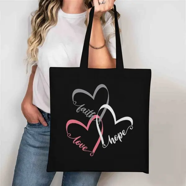 

Новая женская холщовая сумка-тоут с принтом «Сердце любви» к Дню святого Валентина 2026 года, повседневная сумка через плечо