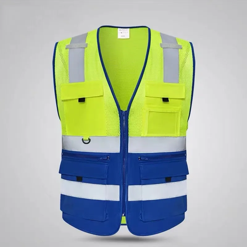 High Visibility Multiple Pockets Breathable Reflective Safety Vest Construction Site Night Riding Reflective Vest