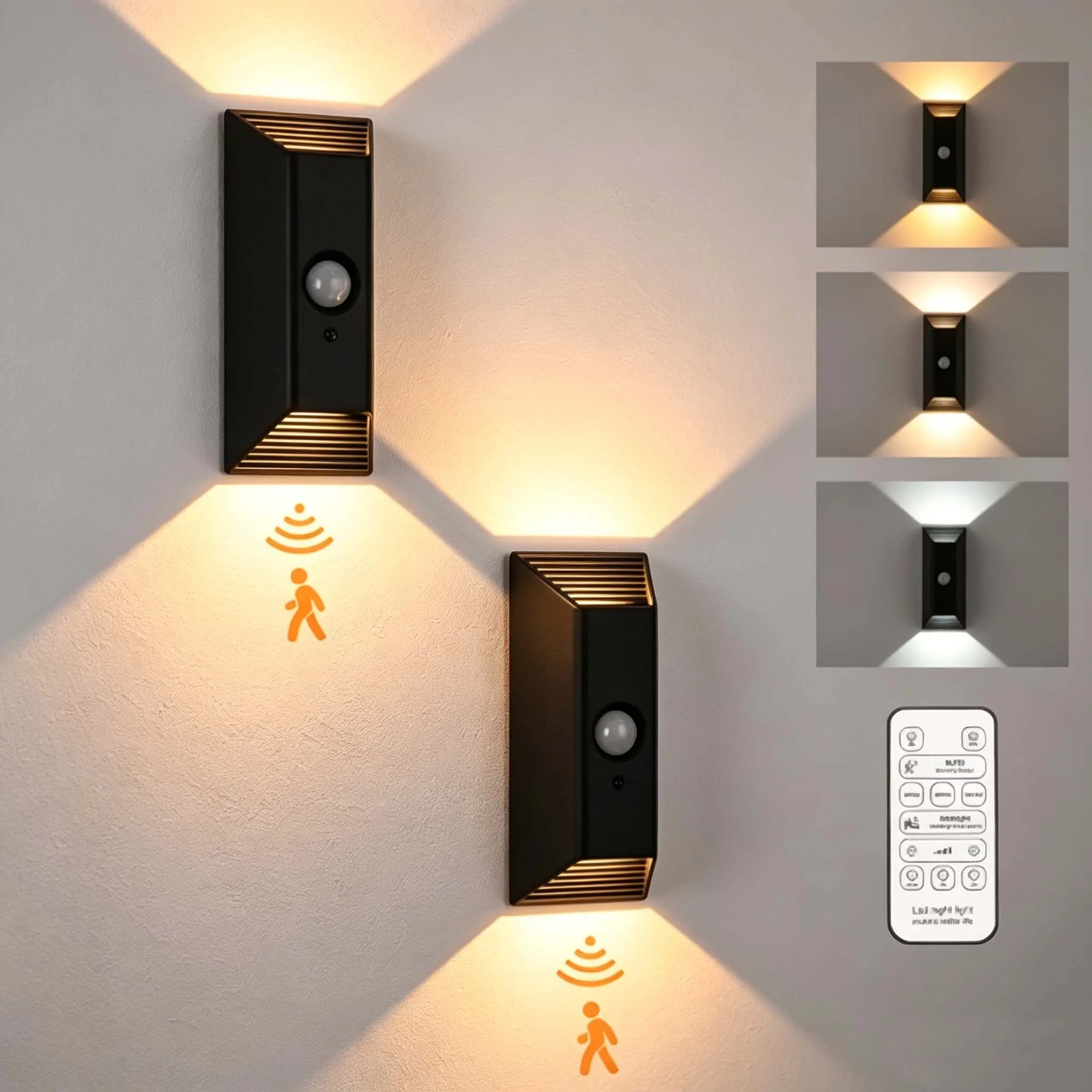 

Motion Sensor LED Night Lights 4000mAh High Capacity Rechargeable Wall Lamp Remote Control Bedroom Stair Cabinet Kitchen Lamp