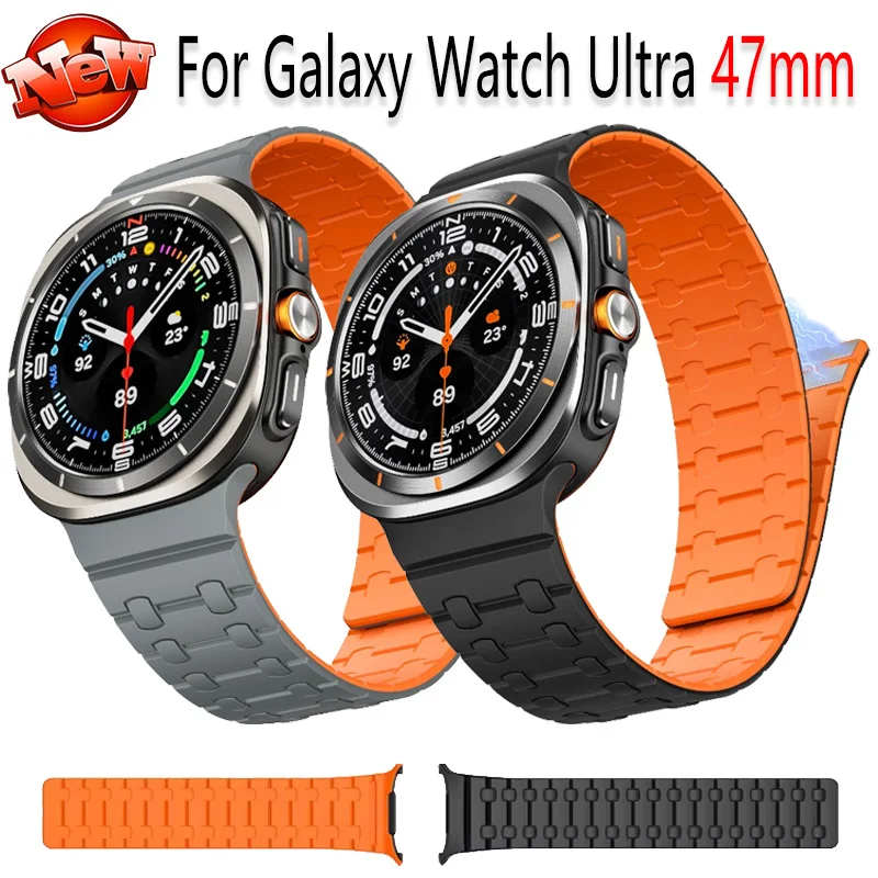 

Soft Silicone Strap For Samsung Galaxy Watch Ultra 47mm No Gaps Magnetic Bracelet for Galaxy Watch 8 Ultra 47mm 2025 Accessories