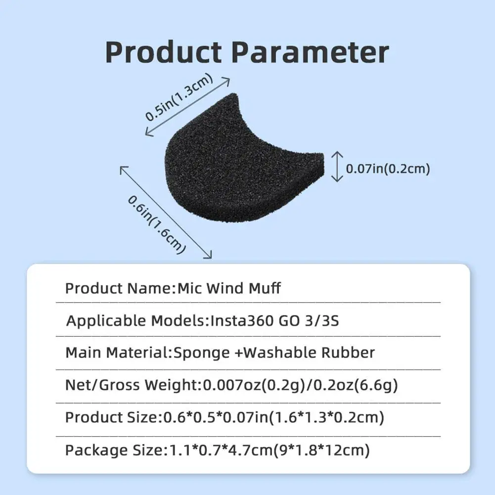인스타 360 고 3S 윈드 커버 마이크 윈드 머프 액션 카메라용, 소음 감소 스폰지 윈드 커버 액세서리