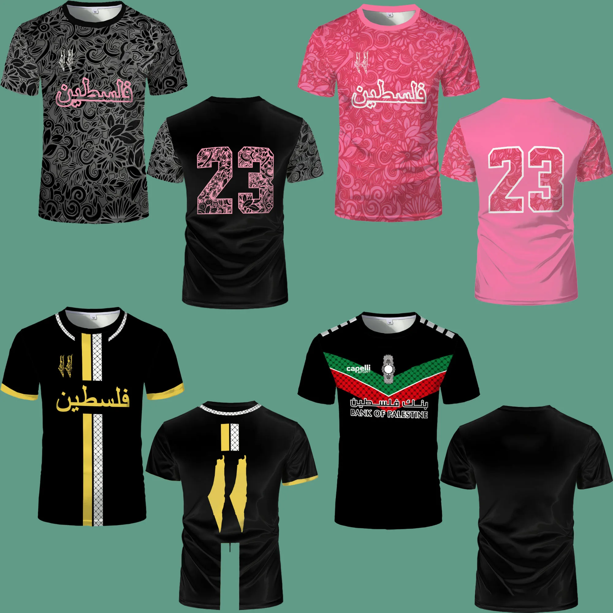 Palestine Football Jersey 3d Light Luxury Digital Print Tee Breathable Speed Drying Summer Men'S Outdoor Fitness Top T-Shirt