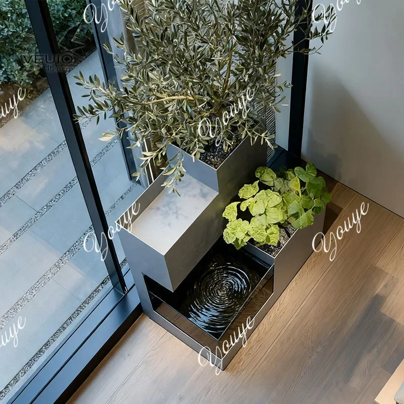 

A19 Stainless steel metal fish tank balcony ecological swamp circulating water filter fish pond flowing water landscape flower