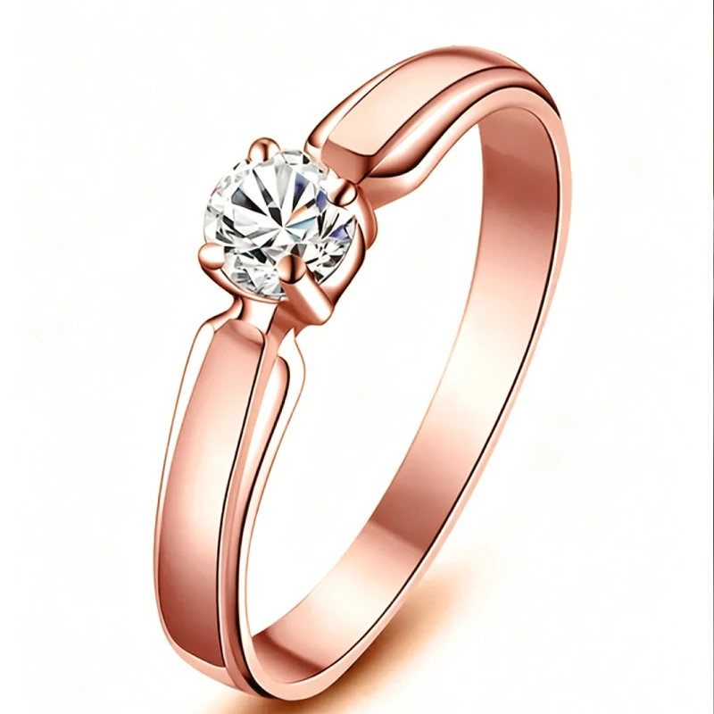 Huitan Single Round Cubic Zircon Rings for Women Engagement Wedding Band Accessories Simple Elegant Female Rings Fashion Jewelry image 4