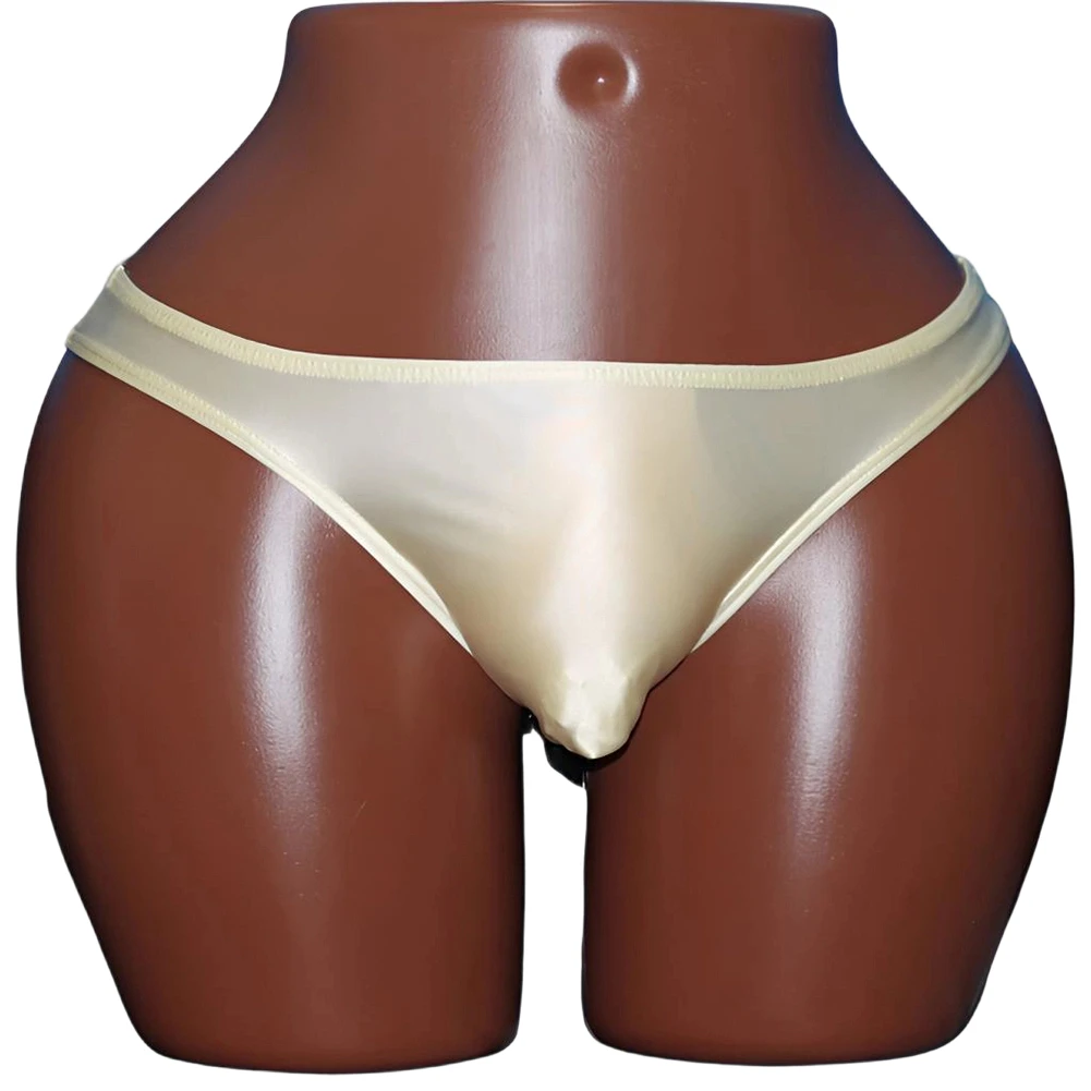 Men's Satin-like Smooth Briefs Underwear Half-covered Buttocks U Pouch Low Waist Sissy Briefs Lingerie XXL