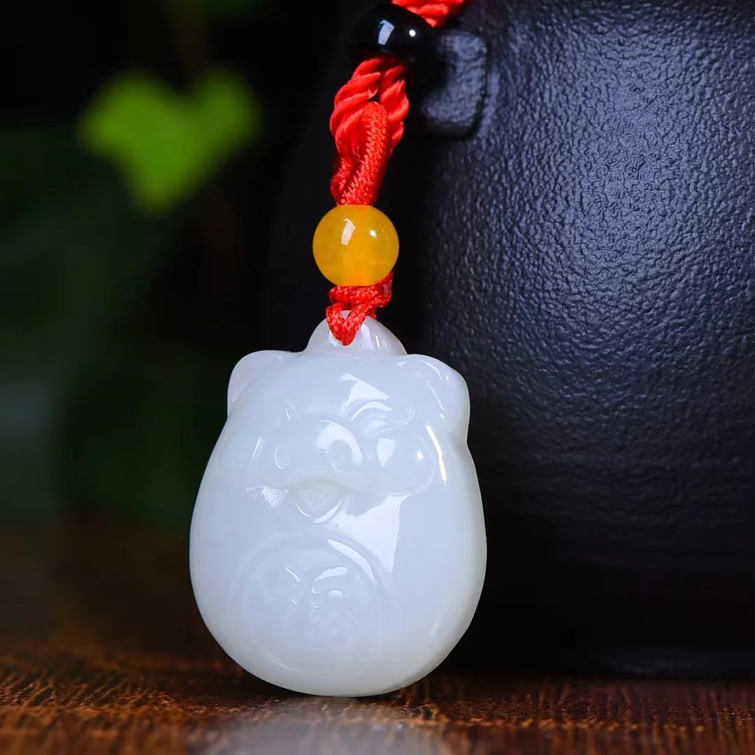 

Изысканная драгоценность Hetian Jade Lucky Подвеска со свиньей Jewelry 1677 #