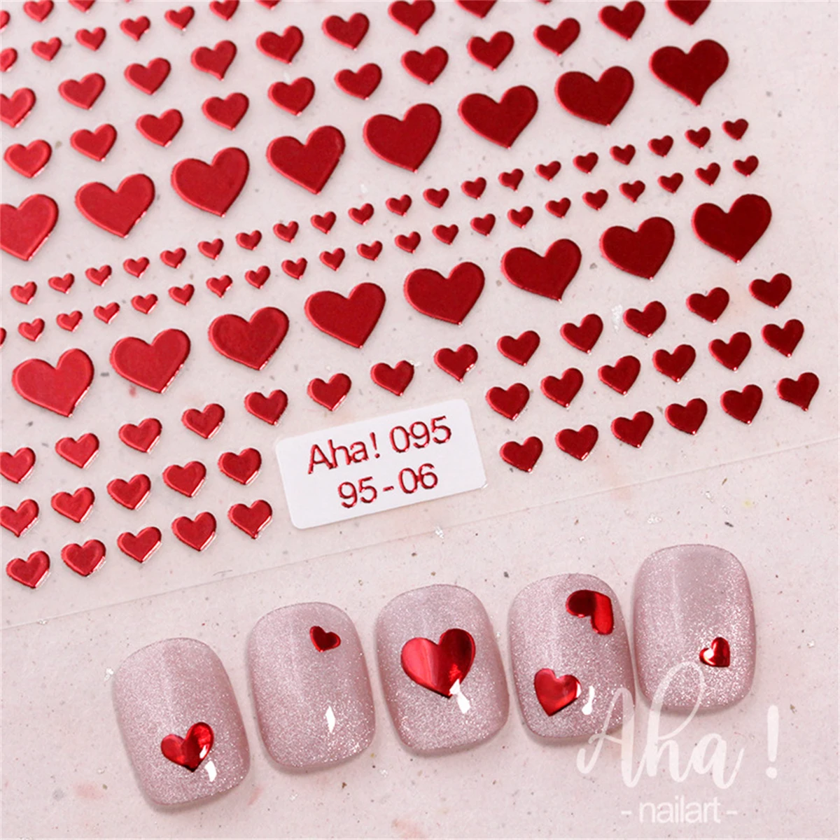 1pcs 5D Kawaii Heart Nail Art Stickers Colorful 3Sizes Love Self Adhesive Nail Decorations Slider Decals DIY Manicure Supplies
