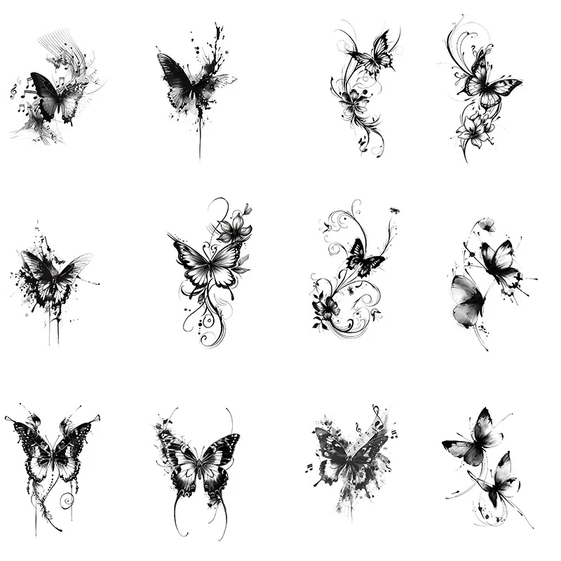 1 Sheet Waterproof Temporary Tattoo Sticker 3D Butterfly Herbal Fake Tattoo Transfer Tatoo Leg Arm Hand Foot For Women Body Art
