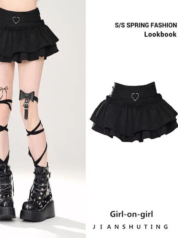 

Черная юбка трапециевидной формы, женская облегающая пышная юбка длиной f, корейская юбка из полиэфирного волокна с высокой талией