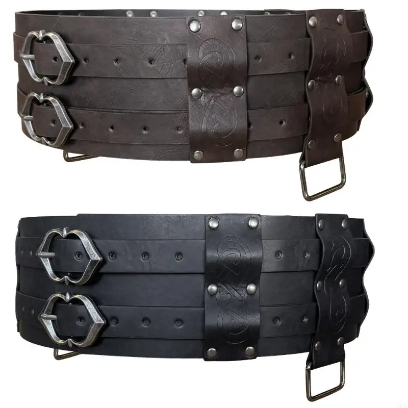 T21F Harajuku Teen Waist Belt with Metal Pin Buckle Wear Resistant Waistband PU Waist Belts for Women Skirt Waist Belt