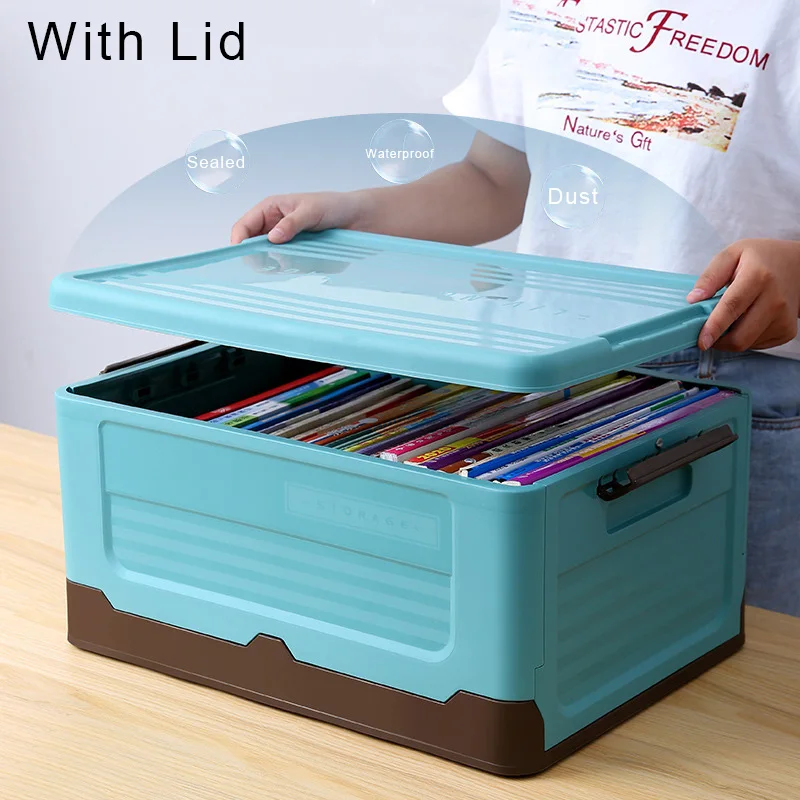 Large Capacity Storage Box Folding Sundries Organizer Box with Lid Stackable Durable Pp Storage Bin Cloth Toy Book Storage Box