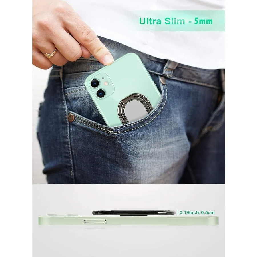 360度回転折りたたみ式スマホリングホルダー、デスク用フィンガーキックスタンド付き、調整可能な背面グリップ、携帯電話スタンド、各種スマホに対応