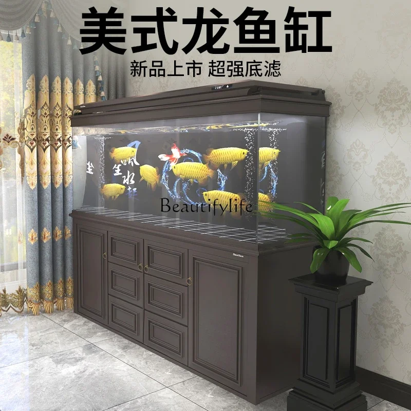 

yj9 Large Ultra-White Glass Bottom Filter Office Living Room Fish Tank Change Water