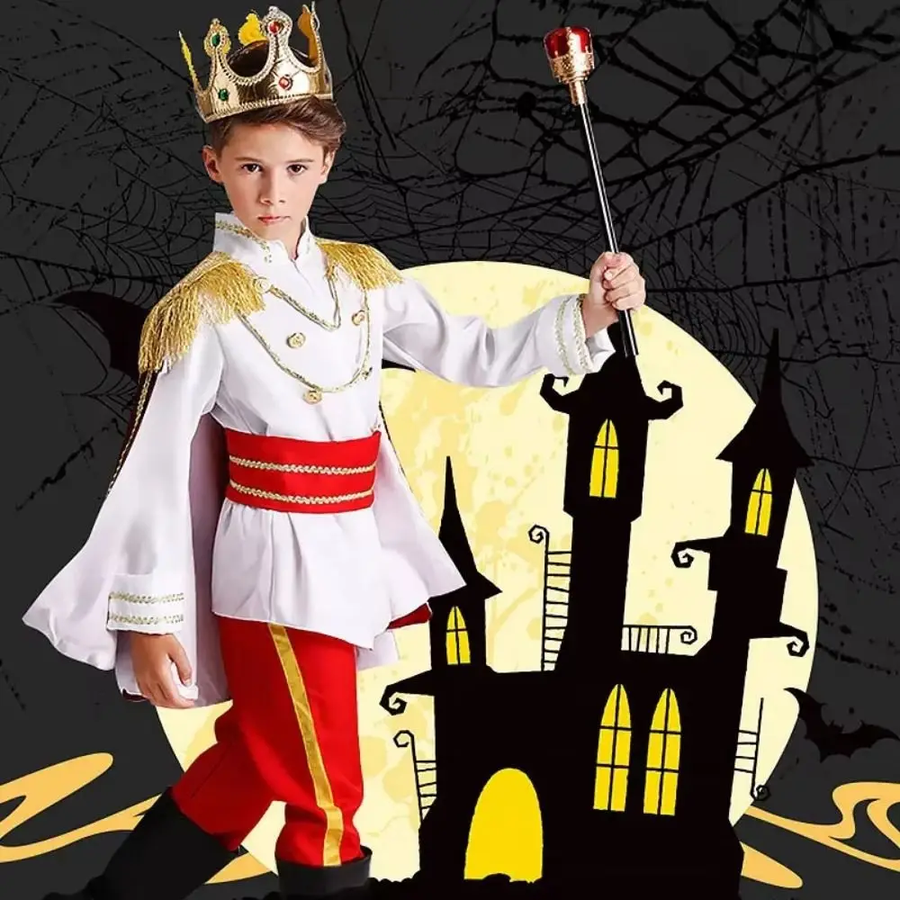 

Role Playing King Cosplay Costume Fluffy Halloween Prince Cosplay Dress Suit Clothing King Prince Crown Cane Party Costume