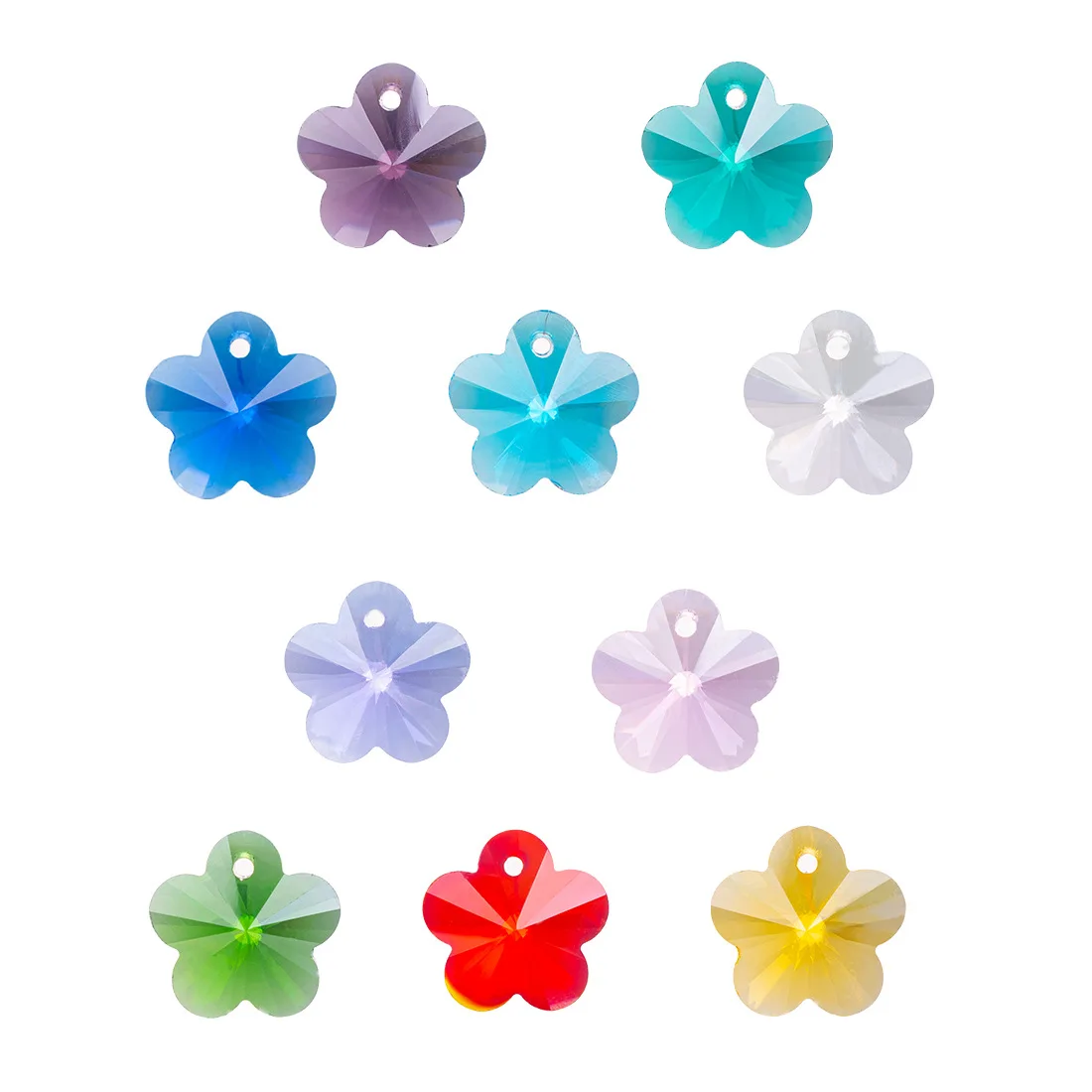 

14mm Mixcolors Flower Beads in Middle Hole or Top Hole Glass Chandelier Parts Crystal DIY Making Charms Jewelry Accessories