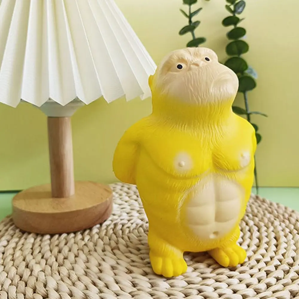 ギフト黄色絞りおもちゃ PVC 解凍ストレスストレスリリーフおもちゃ子供漫画オランウータンゴリラリバウンドおもちゃ