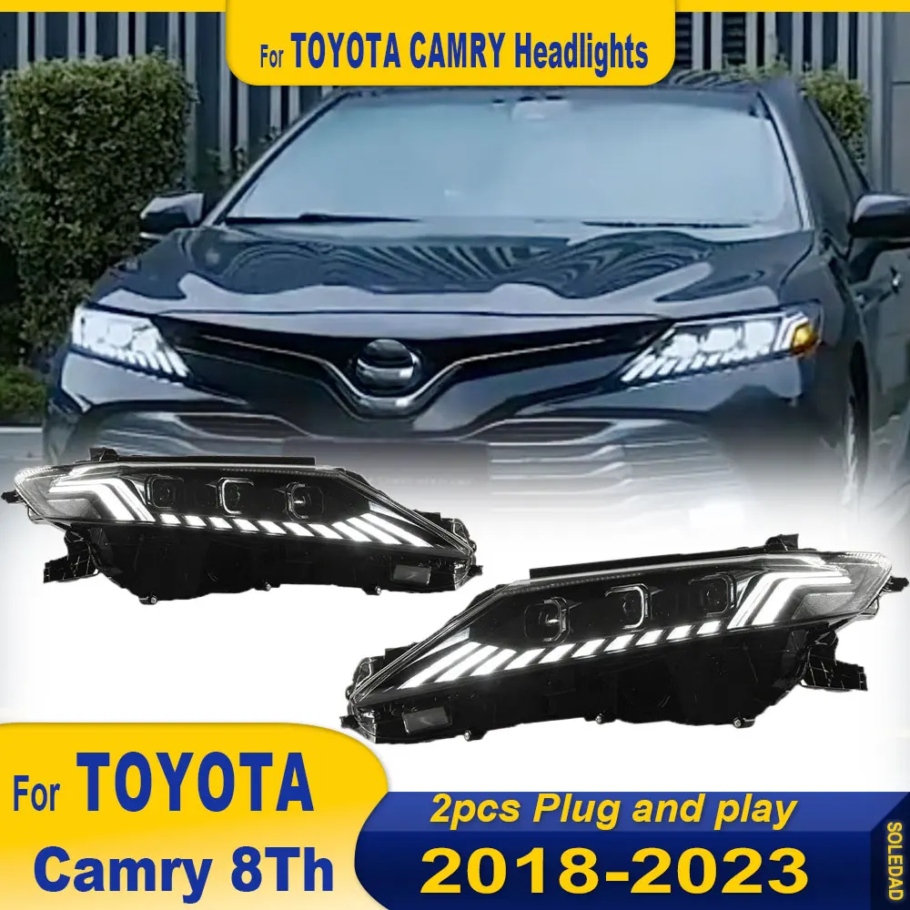 Car Styling HeadLamp for Toyota Camry 2018 2019 2020-2023 LED headlight DRL projector lens dynamic turn signal Auto Accessories