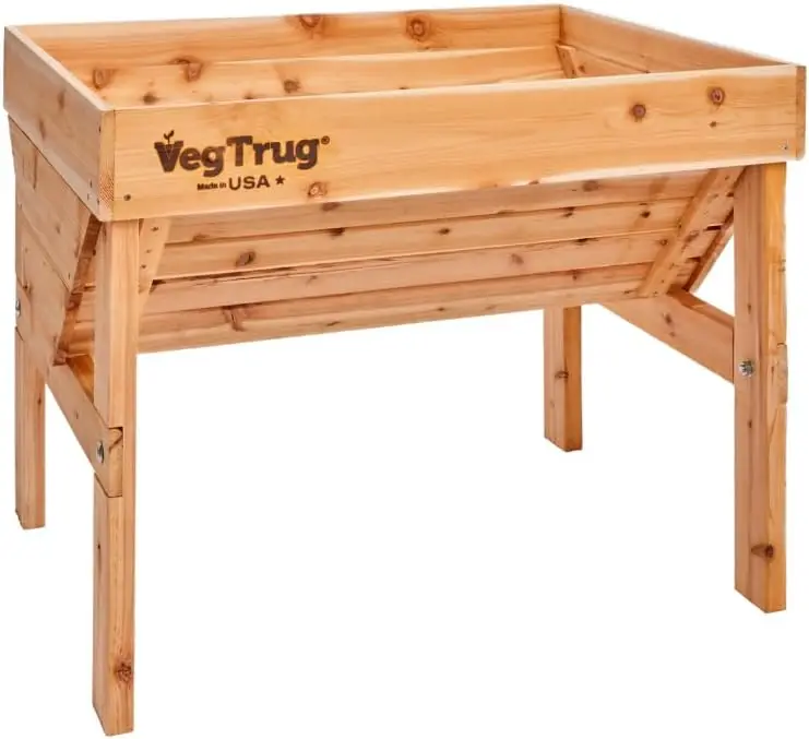 Classic Raised Bed, Natural, Small 1m - Made in USA - Uncoated Red Cedar Wood V-Shaped Garden Bed for Outdoor Gardening - Ergonomic Design for Balcony, Patio & Small Spaces