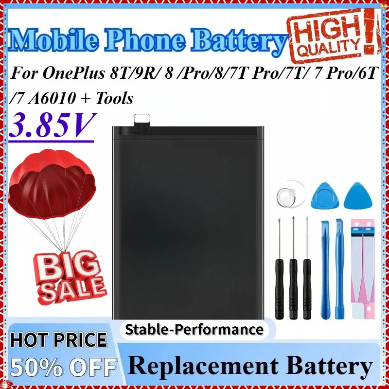 

3.85V BLP759 BLP761 BLP801 BLP743 BLP745 BLP685 BLP699 Battery For OnePlus 8T/9R/ 8 /Pro/8/7T Pro/7T/ 7 Pro/6T /7 A6010 + Tools