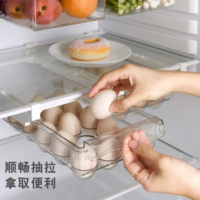 Refrigerator Egg Storage Box Drawer Food Fruit Storage Box Egg Rack Egg Tray Household Plastic Preservation Box  Organizer