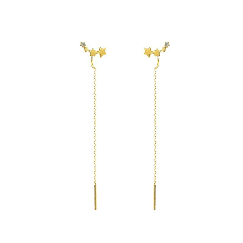 Simple Star Tassel Earrings Two-Tone Gold Silver Design Fashion Accessories for Daily Office Wear