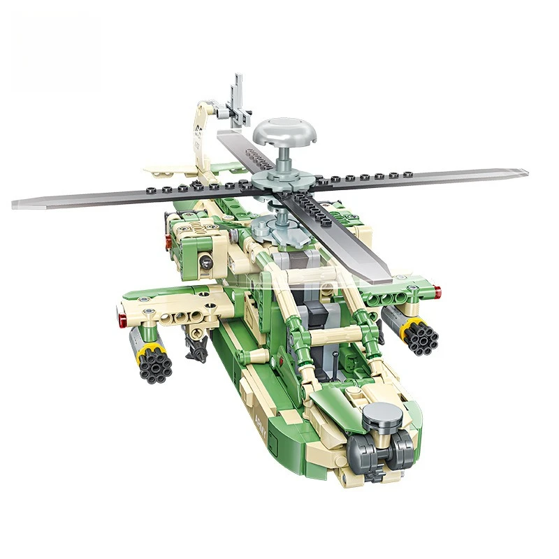 

Creative military aircraft boy building DIY helicopter model toy puzzle building block gift