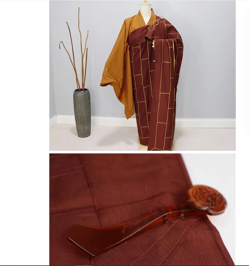 رداء مولان الأجداد الملون، رداء الراهب، حرفة يدوية الصنع، رداء رجالي أحمر، رداء راهب دوريس، رداء بوذا الخشبي