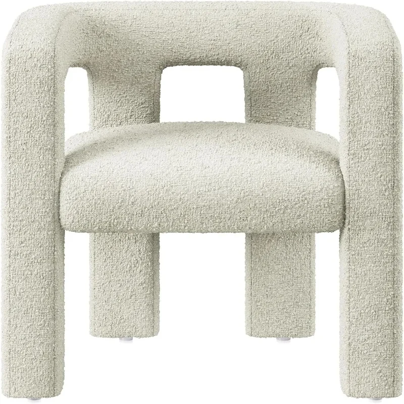 

Minimalist Upholstered Linen Barrel Dining Chair with Sidearms and Back for Kitchen