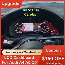 Car Digital Cluster Instrument CockPit For Audi A4L A4 A5 Q5 SQ5 S4 RS4 S5 RS5 2008-2018 LCD Center Speedmeters Dashboard Player