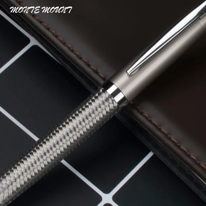 

Luxury Black Ballpen Brand Cruise Collection Platinum Line Braid Ballpoint Pen Silver Clip metal Pen