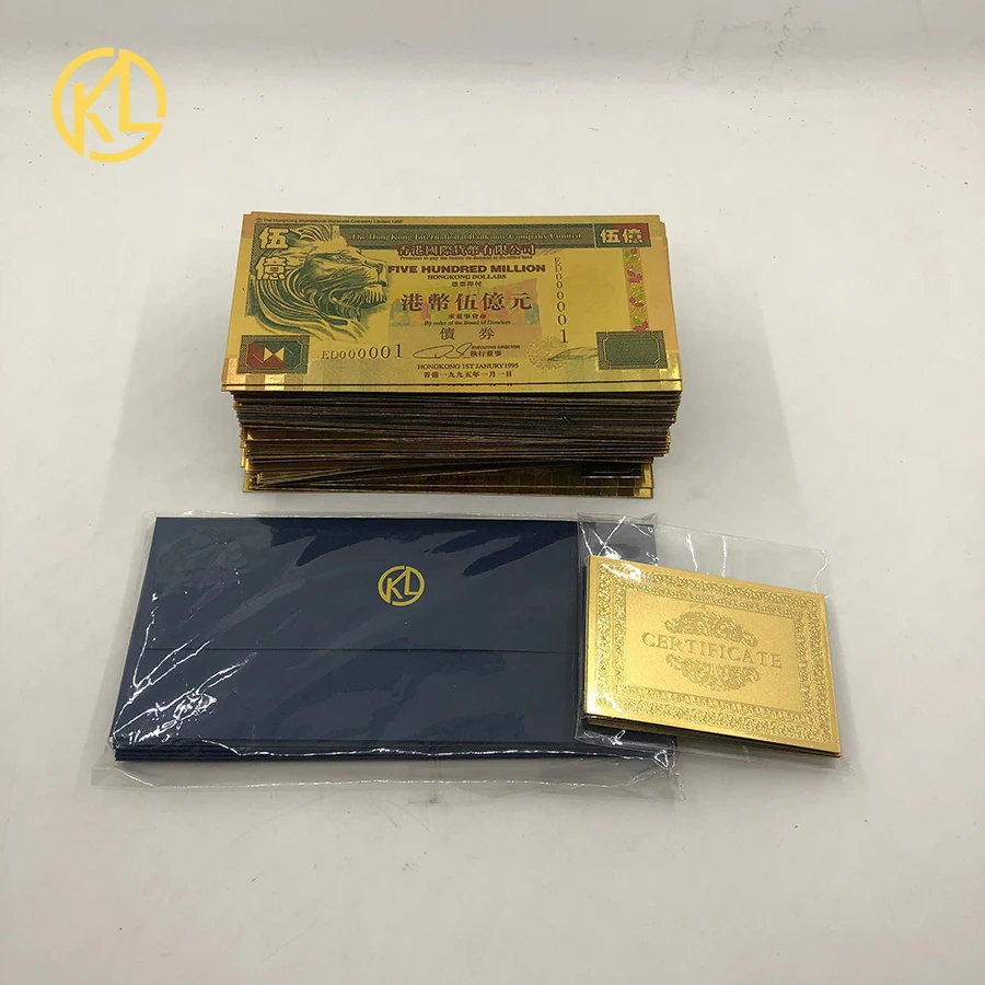 

100 pcs/lot Hongkong One Hundred Million Chinese Notes Gold Lion Banknotes collection Silver Banknote For Collection Gift