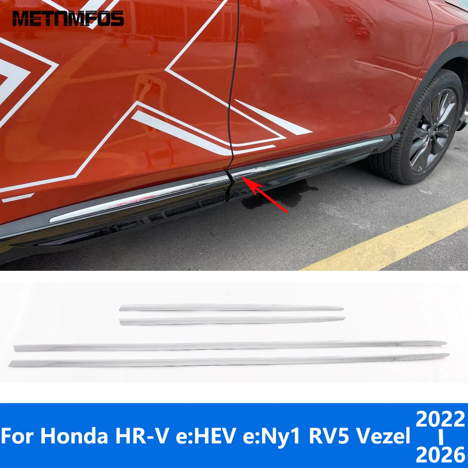 

Для Honda HR-V e:HEV e:Ny1 RV5 Vezel 2022-2025 2026: хромированная декоративная накладка на боковую часть двери, молдинг, аксессуары для стайлинга автомобиля