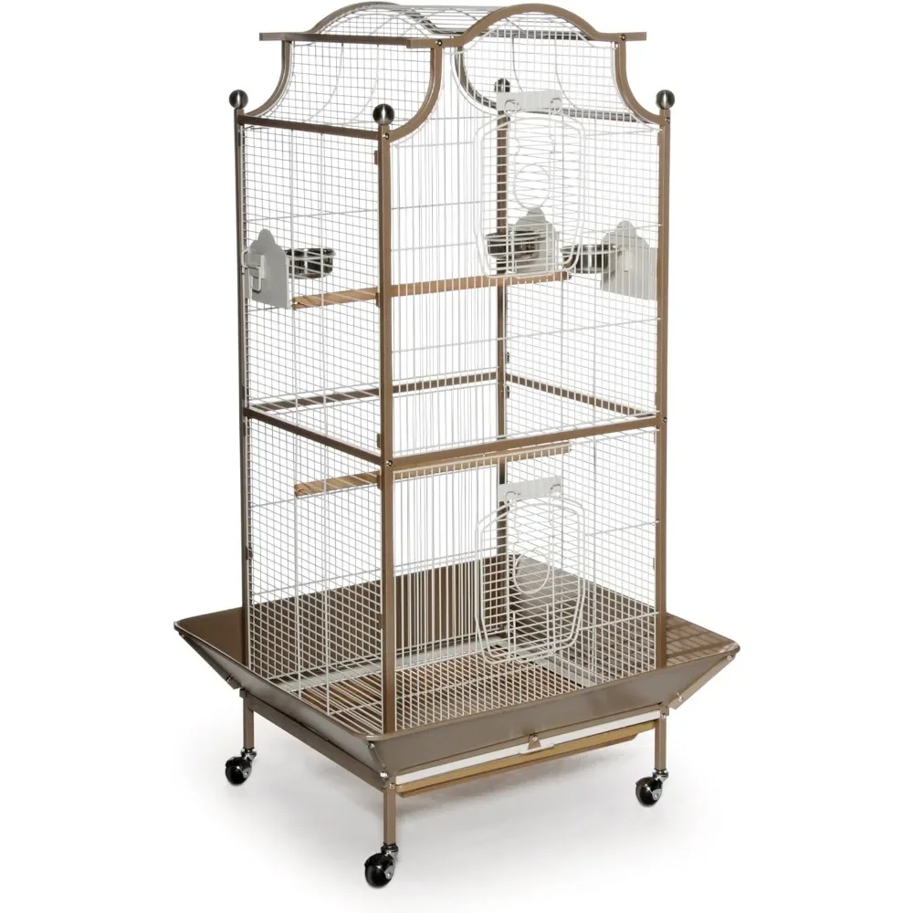 Pagoda Cockatiel Cage, Coco And Cream, Suitable For Large, Medium, And Small Birds