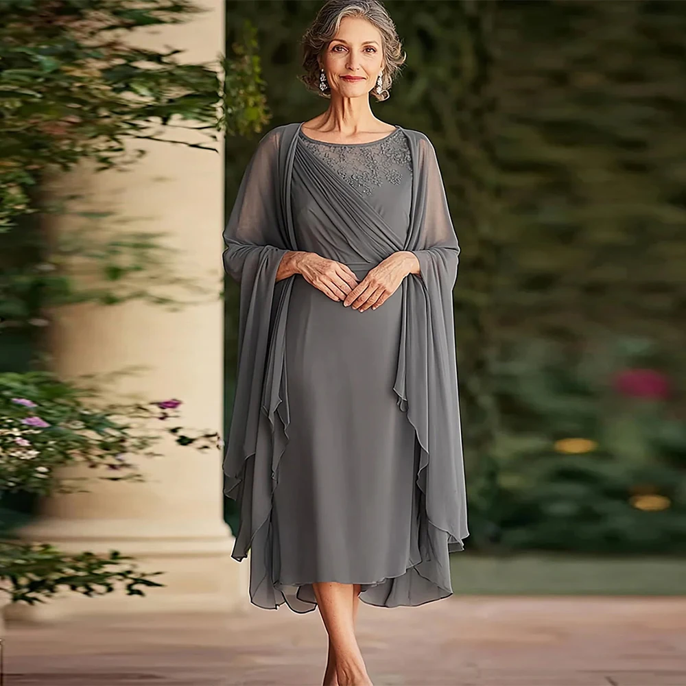 

Индивидуальный комплект из 2 платьев для матери невесты: роскошные вечерние платья для женщин на свадьбу 2026 года с кружевом, серые, для выпускного вечера и торжественных мероприятий