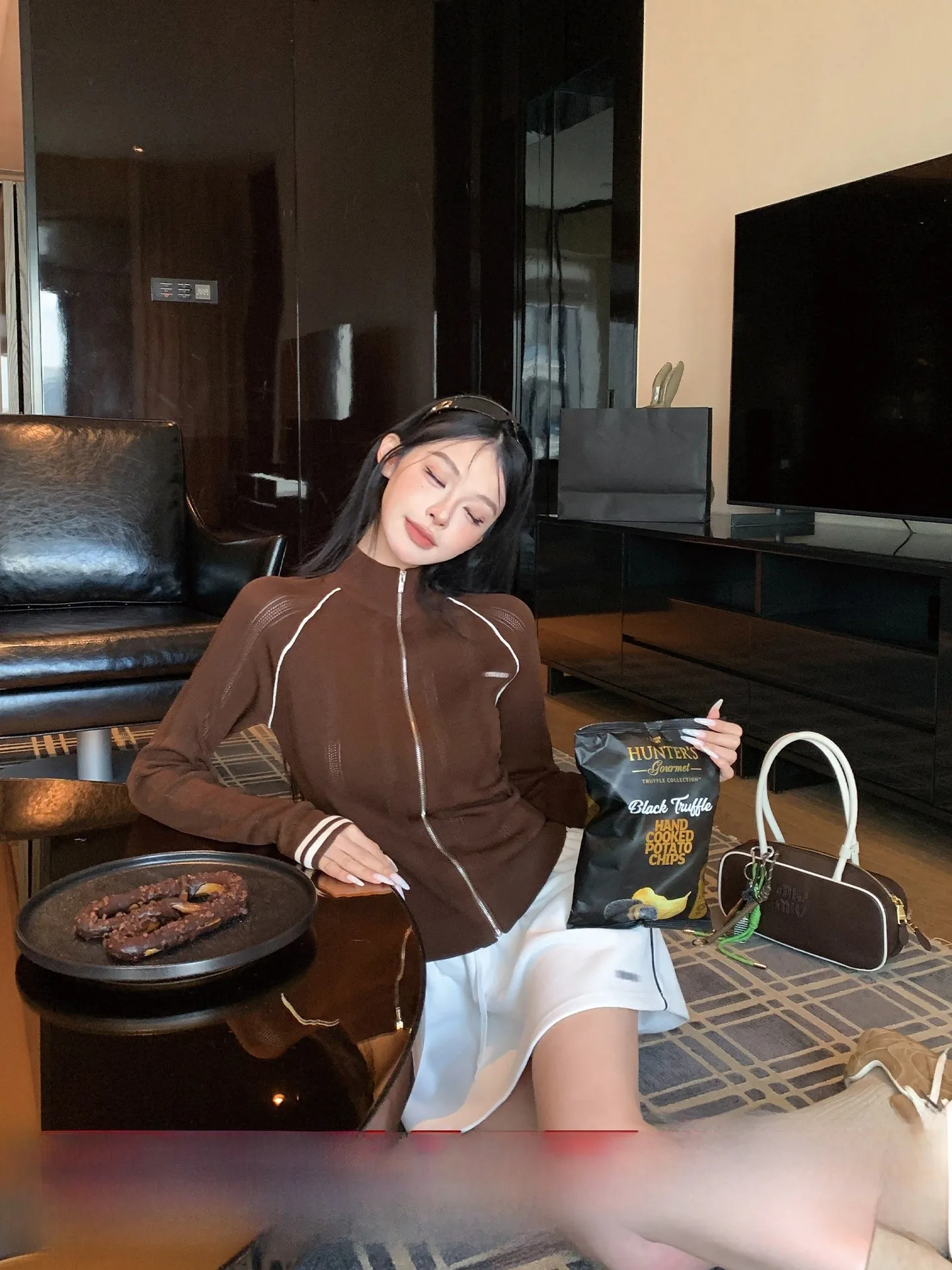 

Женский вязаный кардиган Miu Sle ort с открытым передом, приталенный, с воротником-стойкой, в американском ретро-стиле, с цветовыми блоками, повседневный, с длинными рукавами