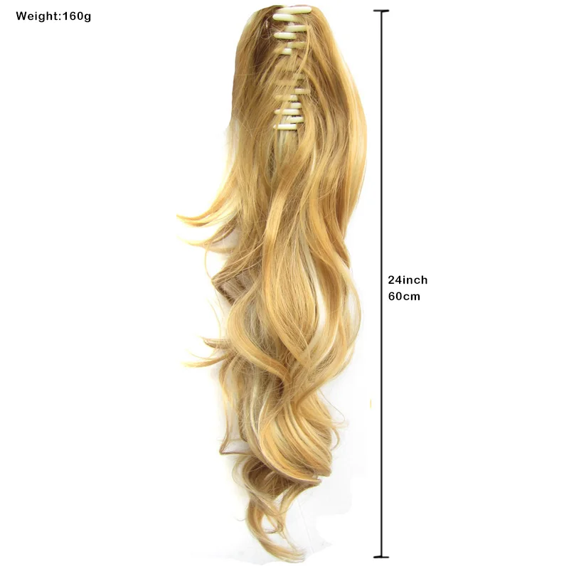 Zolin Synthetic Long Wavy Hair Ponytail Extensions Claw Clip In Hair Ponytails Black Hairpiece For Woman Girls