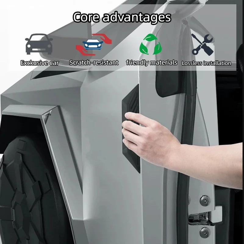 For Tesla Cybertruck 2025 Silicone Door Outside Anti-collision Strip Scratch Resistant Protective Strip Door Handle 4Pcs Set