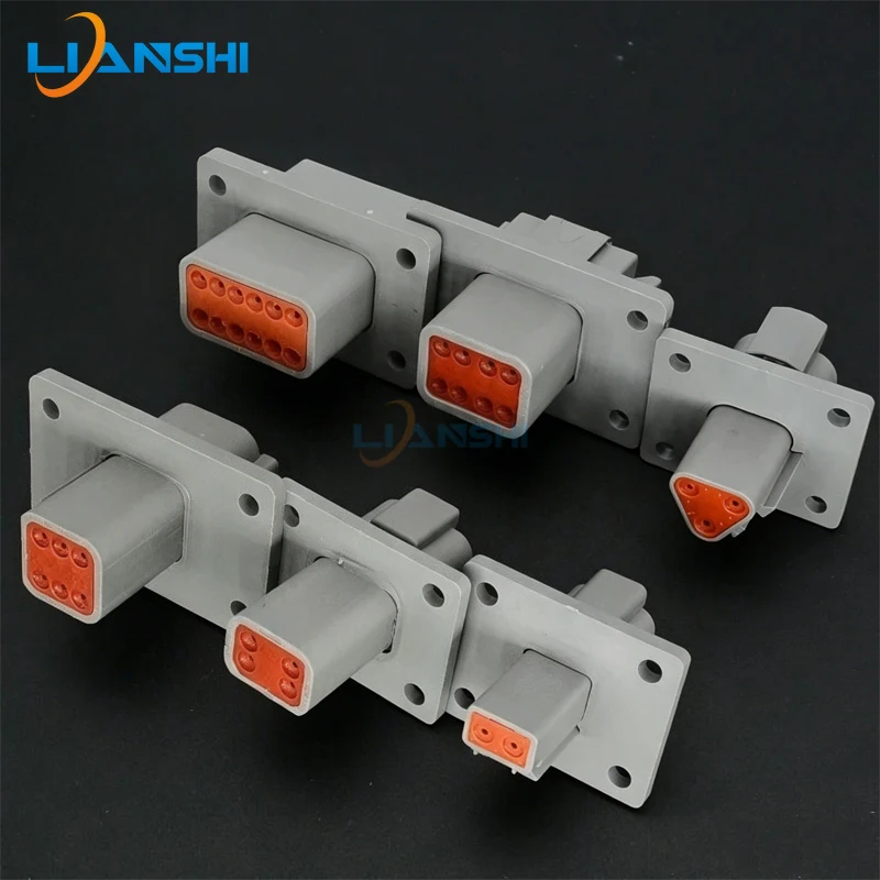 2-12 Pin DT04-6P-L012 Flange Mount Waterproof Connector Kit For Truck Construction Agriculture Harness DT04-4P-L012