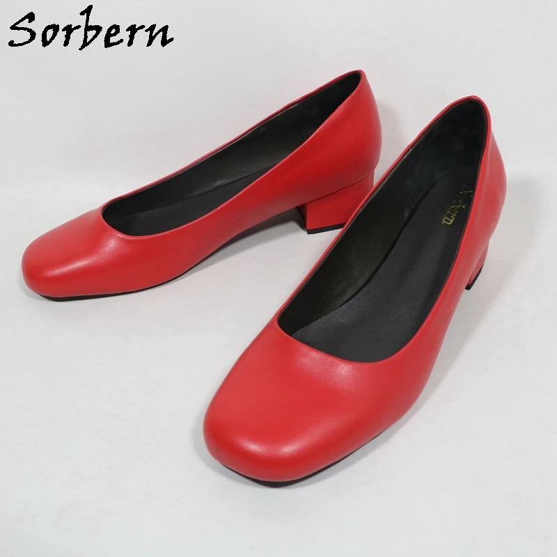 

Sorbern Comfortable Plus Size Women Pumps Squre Heels And Toes Slip On Shoe Unisex Style Size Eu47 48 Large Size Shoes