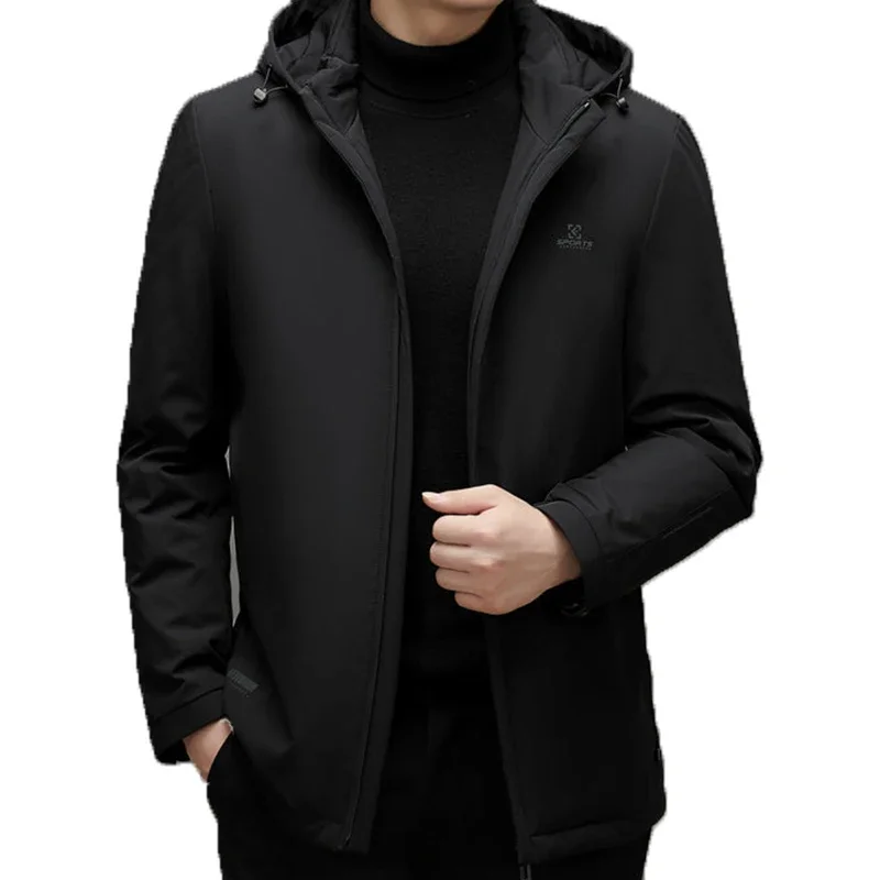 Chaqueta de plumón gruesa para hombre, forro interior desmontable, longitud media, negocios, mediana edad, invierno, nuevo