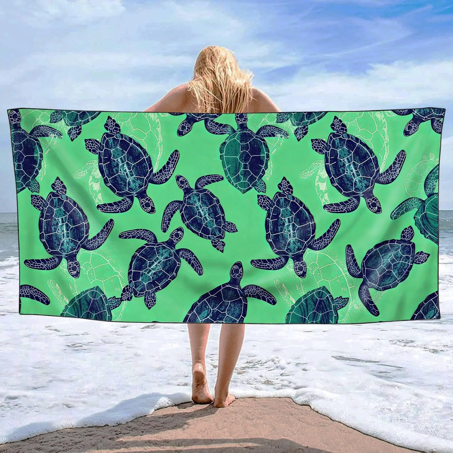 

Sea turtle pattern Beach Towel for Family stuffs friend Gift Quick-Dry Sand free For Bath Yoga Beach Camping Swimming GYM Travel