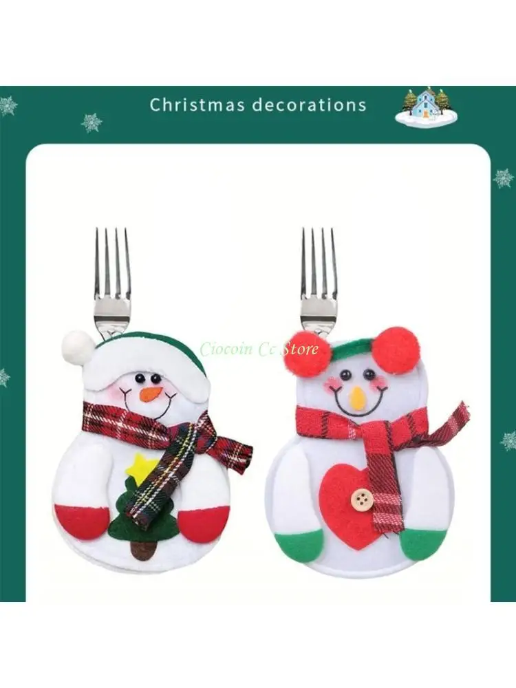 

X90F Christmas Cutlery Knife Fork Bag Ornament for Home Dinner Table Silverware Pocket Xmas Party Decorations