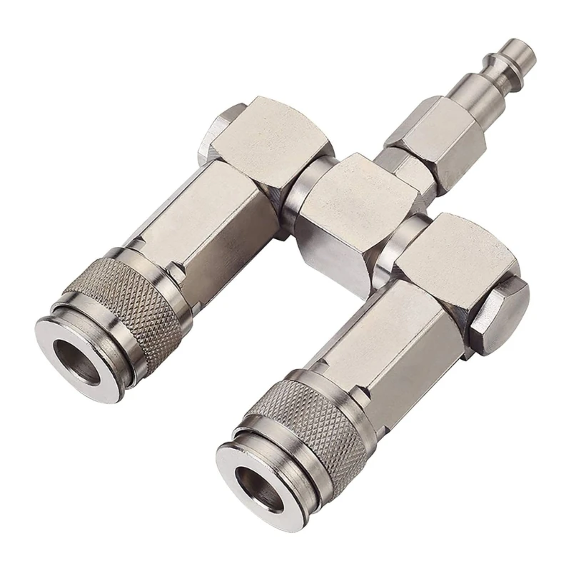 3-in-1 Quick-Connect Y-Type Swivel-360Degrees Connectors Air Compressor Accessories-Fittings 2 Way Air Hose-Splitter