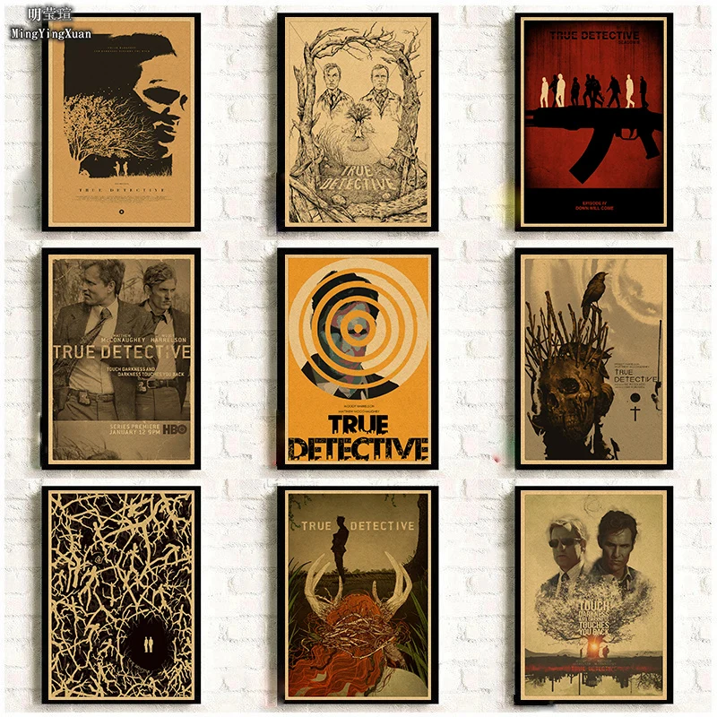 gift True Detective Retro Kraft Paper Poster Kraft Paper Sticker Home Bar Cafe Room Wall Decor