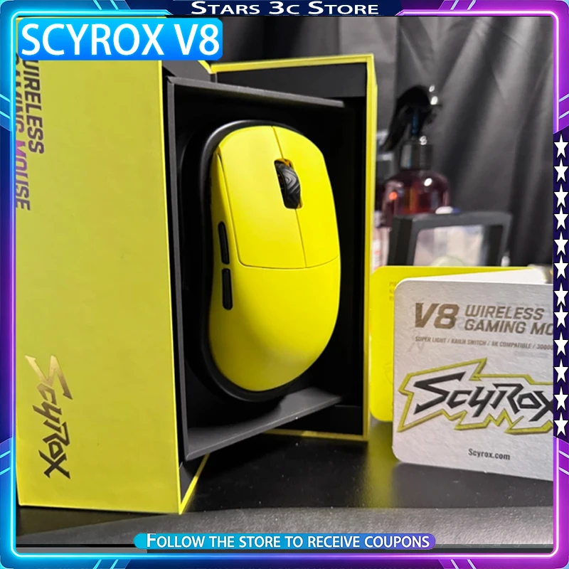 Scyrox V8 Gaming Mouse Wireless 8k Paw3950 Sensor Skin Like Coating Lightweight and Low Latency Gaming Mouse PC Accessory