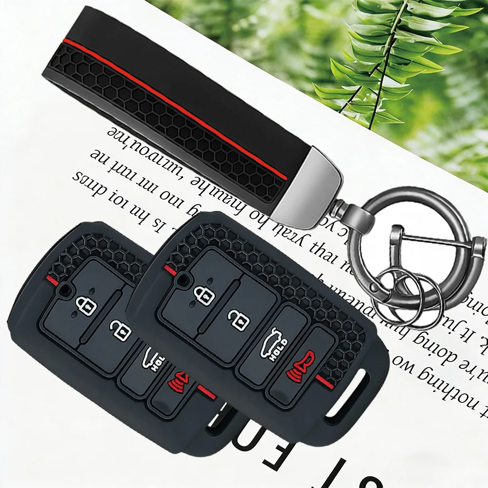 Funda de silicona para llave de coche, 4 botones, soporte para llavero, para KIA Cadenza Sorento K3 K5 K7 K900 Quoris Protector 2016, accesorios