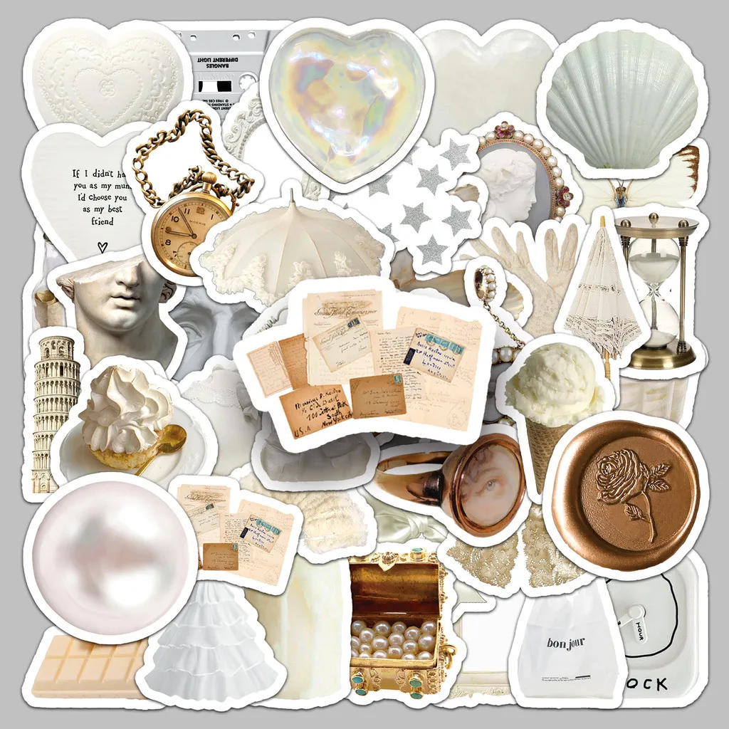 50PCS Weiß INS Stil Journal Aufkleber Nordic Cup Aufkleber Wasserdichte Dekor für Telefon Fällen Laptops BulingBulingStickers Shop