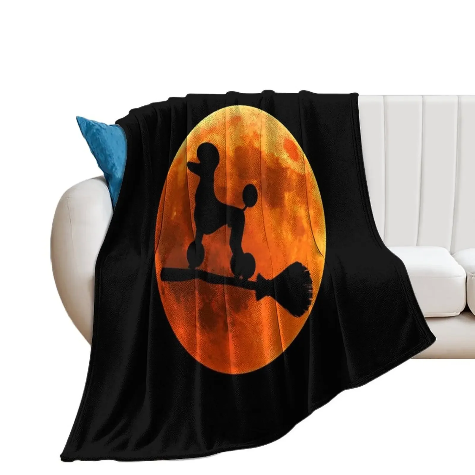 Poodle Dog Silhouette Moon Halloween Throw Blanket sofa bed Thermals For Travel Blankets