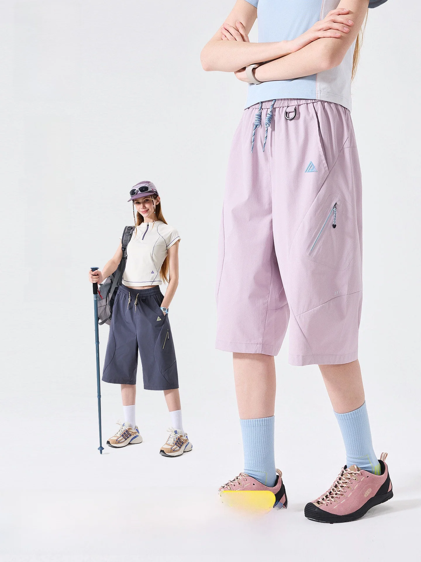 Lazy Day Trend Outdoor Waterproof Workwear Seven-Foot Pants Women Summer Loose Wear-Resistant Hiking Mountain Climbing Pants